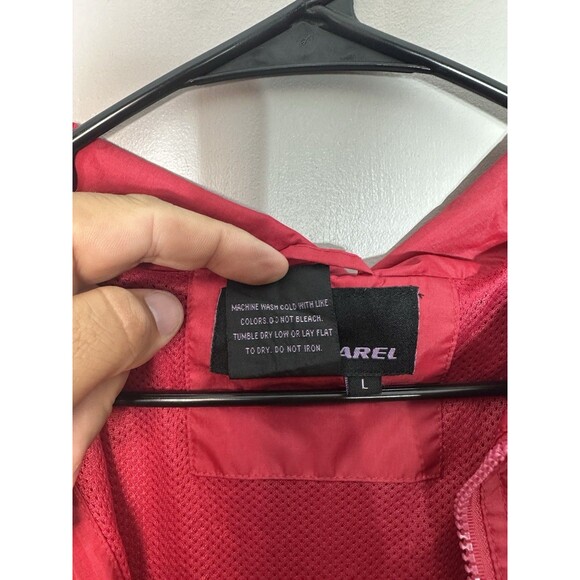 VTG i5 Apparel Red Water Resistant  Zip Windbreaker Rain Jacket Hooded Large - Picture 5 of 10
